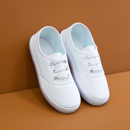 Elastic children's white shoes without lace-up sizes