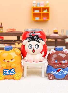 2025新款创意树脂公仔玩偶可爱装饰品可乐雪碧汽车摆件女生