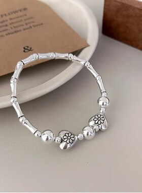 日韩简约爱心竹节手链女甜美小清新小众设计时R尚个性精致百搭手