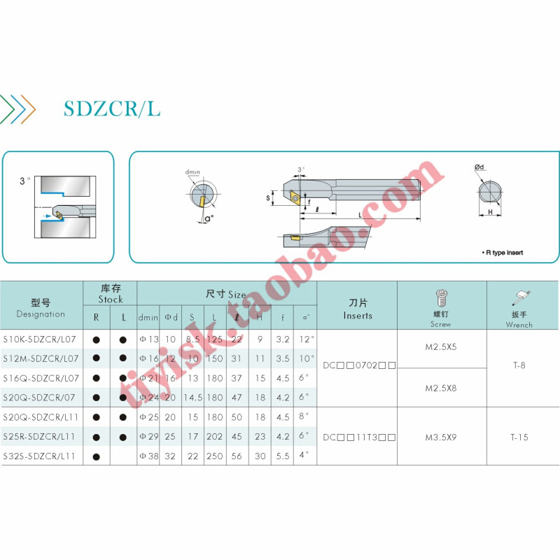 韩三刀杆 S10K S12M S16Q S20Q S25R S32S-SDZCR/L07/11倒钩倒拉 - 图1