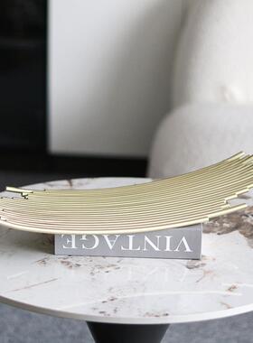 爆款现代极简托盘不规则竹排果盘欧式轻奢样板房间软装饰品摆件家