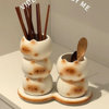 Creative Siamese cat household ceramic chopstick holder set
