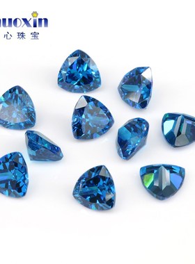 肥三角合成锆石多色组合 尖底刻面胖三角形裸石镶嵌用主石人造cz