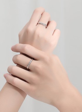 情意绵绵纯银戒指情侣款2024年新款潮男女一对轻奢小众设计送女友