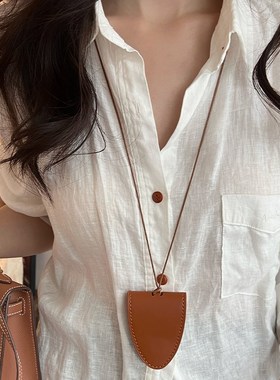 新款皮革眼镜挂链墨镜挂绳项链女帽子夹挂脖磁吸长款毛衣链包配饰