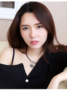 复古黑色项链玫瑰颈链简约民族风脖子饰品颈带锁骨链短款低领配饰