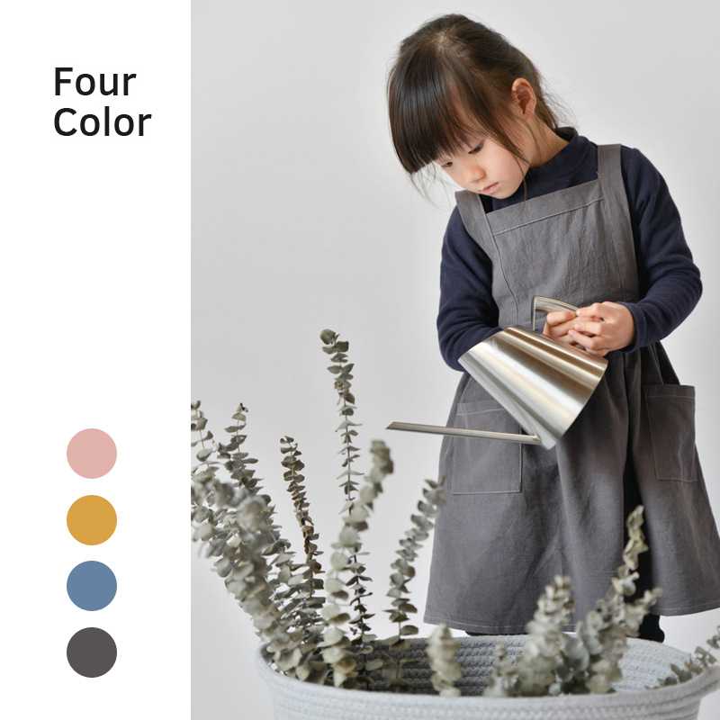 7607 Korean version of fashionable pure cotton kindergarten baby eating apron small children's bib painting reverse wear smock apron