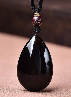 天然黑水晶吊坠原矿无优化民族风水滴项链挂件饰品礼物可定制刻字