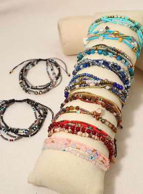 波西米亚风米珠手串手工编织手环女度假旅游百搭手链民族风手饰品
