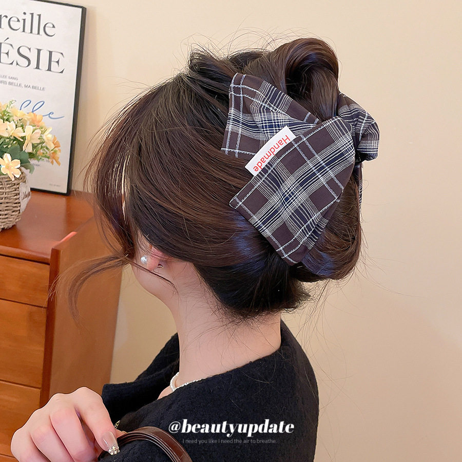 布艺网格亚克力三角发夹女后脑勺盘发学院风抓夹轻奢高级感鲨鱼夹,淘宝优惠券,粉丝福利购,淘宝优惠卷