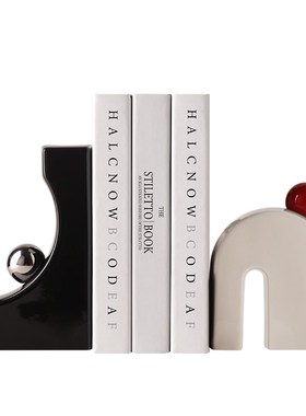 中古风异形陶瓷书挡摆件家居客厅酒柜电视柜设计感书桌装饰书立