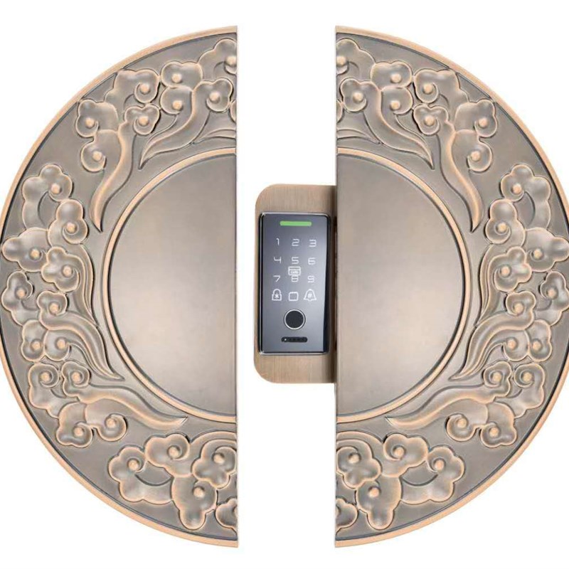 全自动专用木门指纹锁嵌s入式指纹锁分体式豪华双开铸铝门把手订 - 图0