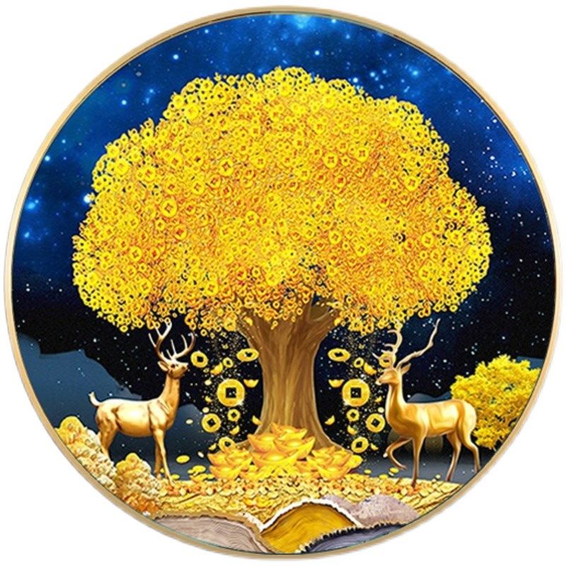 摇钱树钻石画玄关新款招财鹿黄金发财树满贴点钻十字绣砖石秀入户,淘宝优惠券,粉丝福利购,淘宝优惠卷