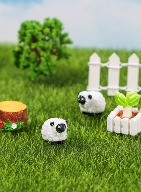 新款公鸡 母鸡苔藓微景观装饰摆件 围栏树墩 ZAKKA杂货树脂摆件造