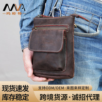 Crazy Mapleather Wearing Leather Strap Pocket Single Shoulder Diagonal Satchel Men Genuine leather multifunction hanging bag Fanny Pack