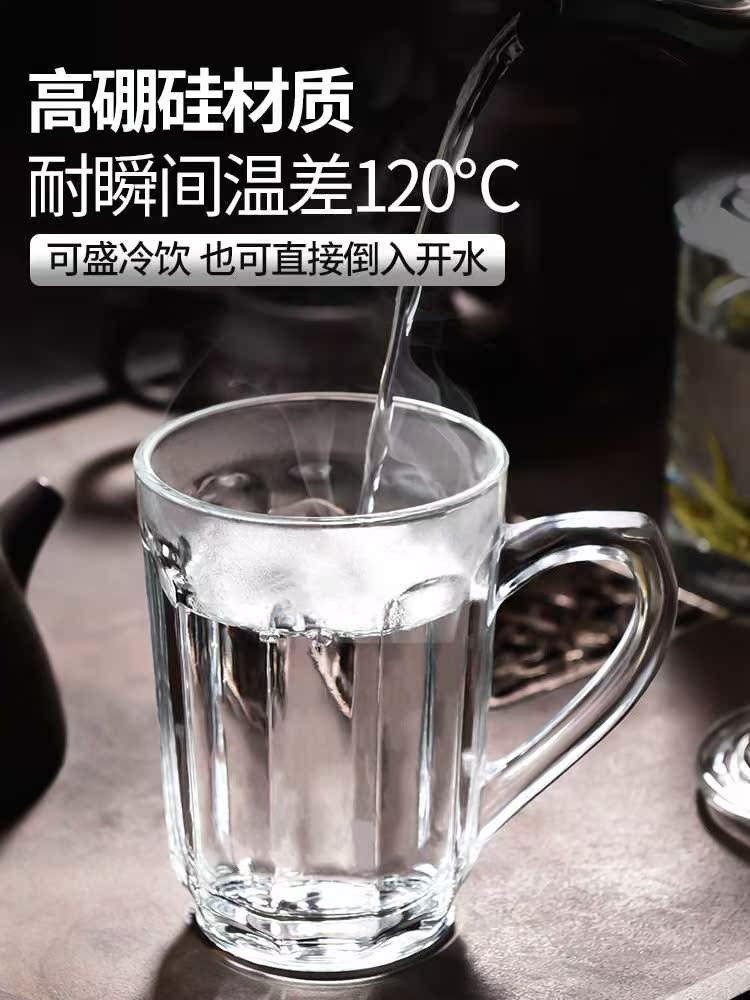 scybe喜碧加厚耐热玻璃茶杯透明泡茶玻璃杯带盖高硼硅水杯子胖胖