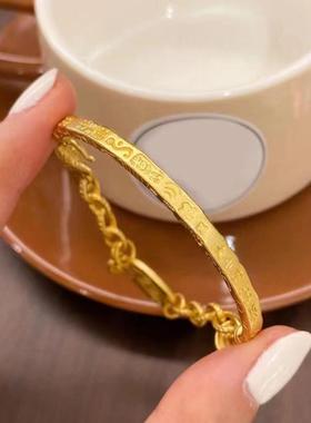 2025新款时尚锦鲤图腾DIY半镯吉言锁链手链镀金个性饰品