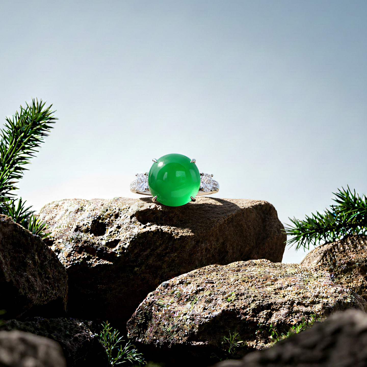 AILEQ s925银镶天然玉髓满绿鸽子蛋双钻欧若风戒指珠宝品质K10,淘宝优惠券,粉丝福利购,淘宝优惠卷