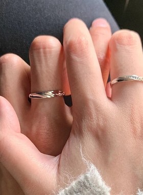 莫比乌斯环情侣戒指一对男女款素圈999纯银对戒情人节礼物送女友