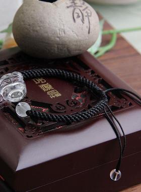 天然白水晶立体猪手链生肖猪吊坠手串男女儿童水晶可爱小猪猪手绳