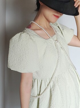 美芽的店 ~ 设计自制 珍珠交叉身体链多种戴法可穿戴外搭装饰链