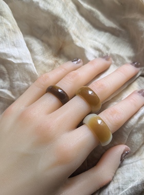 新疆和田玉精品且末糖白胖圆戒指戒圈天然玉石非完美包容矿点棉