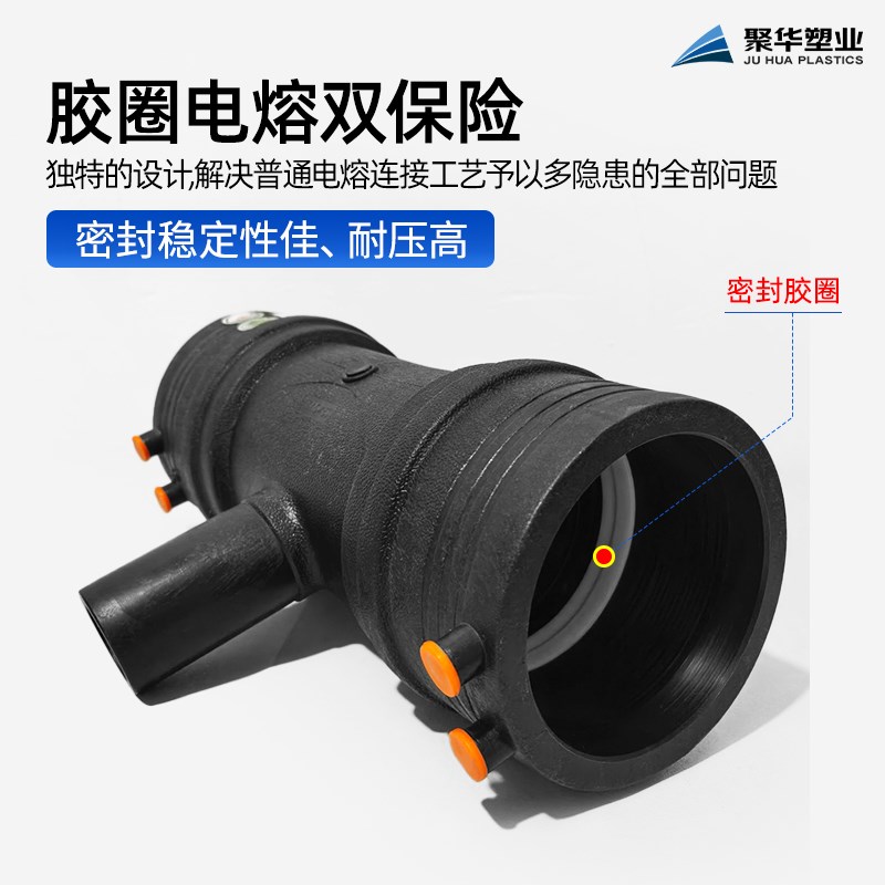 RESP胶圈电熔双密封电熔异径三通中小三通110PE钢丝网骨架复合管 - 图0