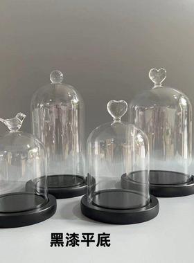 促销永生花玻璃罩子软陶人偶粘土手办盲盒古玩香薰蜡烛透明防尘罩