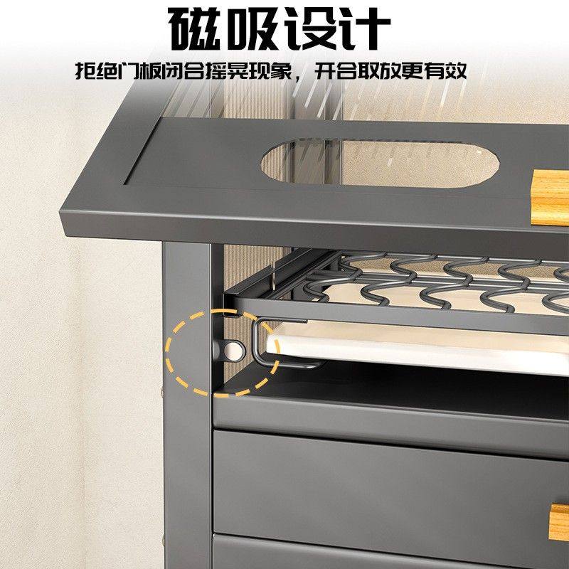 厨房微波炉置物架 台面家用烤箱架子 带防尘碗碟沥水架刀架收纳柜,淘宝优惠券,粉丝福利购,淘宝优惠卷