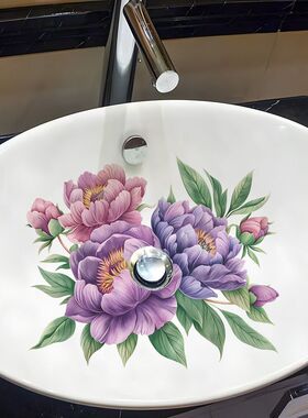 浴室卫生间洗手台盆卡通防水贴纸厕所洗漱盆遮丑装饰图案贴画