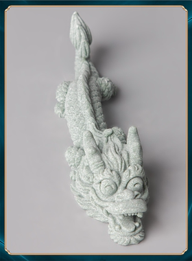 家居造景茶宠国潮桌面假山创意新鱼缸一条装饰好龙中式摆件砂石青