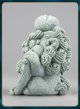 宠创意可爱青柿砂石装饰茶花生国潮礼物桌面小萌兽摆件鱼缸好造景