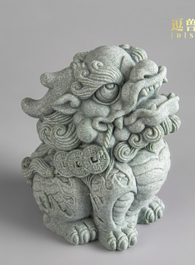 砂石宠摆设养鱼缸麒麟房间茶桌面中式新青可造景摆件六财