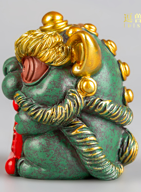 摆件伴手国潮家居桌面石狮子招财醒狮装饰文创公司礼物手绘发财礼