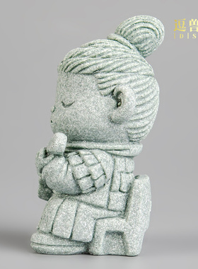 鱼缸摆设卡通家居创意书柜茶宠招财博古架造景装饰摆件兵马俑桌面