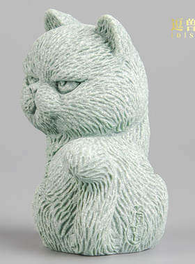 摆件小国风茶桌可养装饰品动物茶茶室茶道茶艺宠青砂石猫咪萌趣