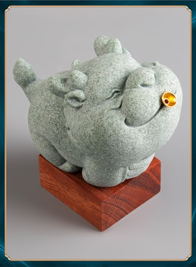 装饰品面置物四脚摆件办公桌金属底座中式居家实木国潮系列