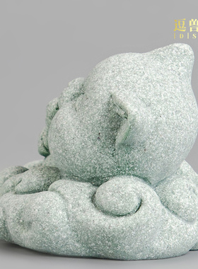 国风摆件茶道青茶室猫咪可养茶茶桌宠茶艺装饰品萌趣砂石小动物