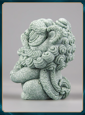 装饰茶宠青鱼缸可爱醒狮国潮萌花生创意礼物桌面风造景摆件砂石