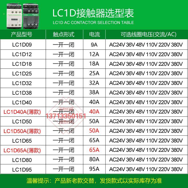 施耐德交流接触器LC1D09M7C D12D18D25D32 F7CQ7C交流220V110V380 - 图2