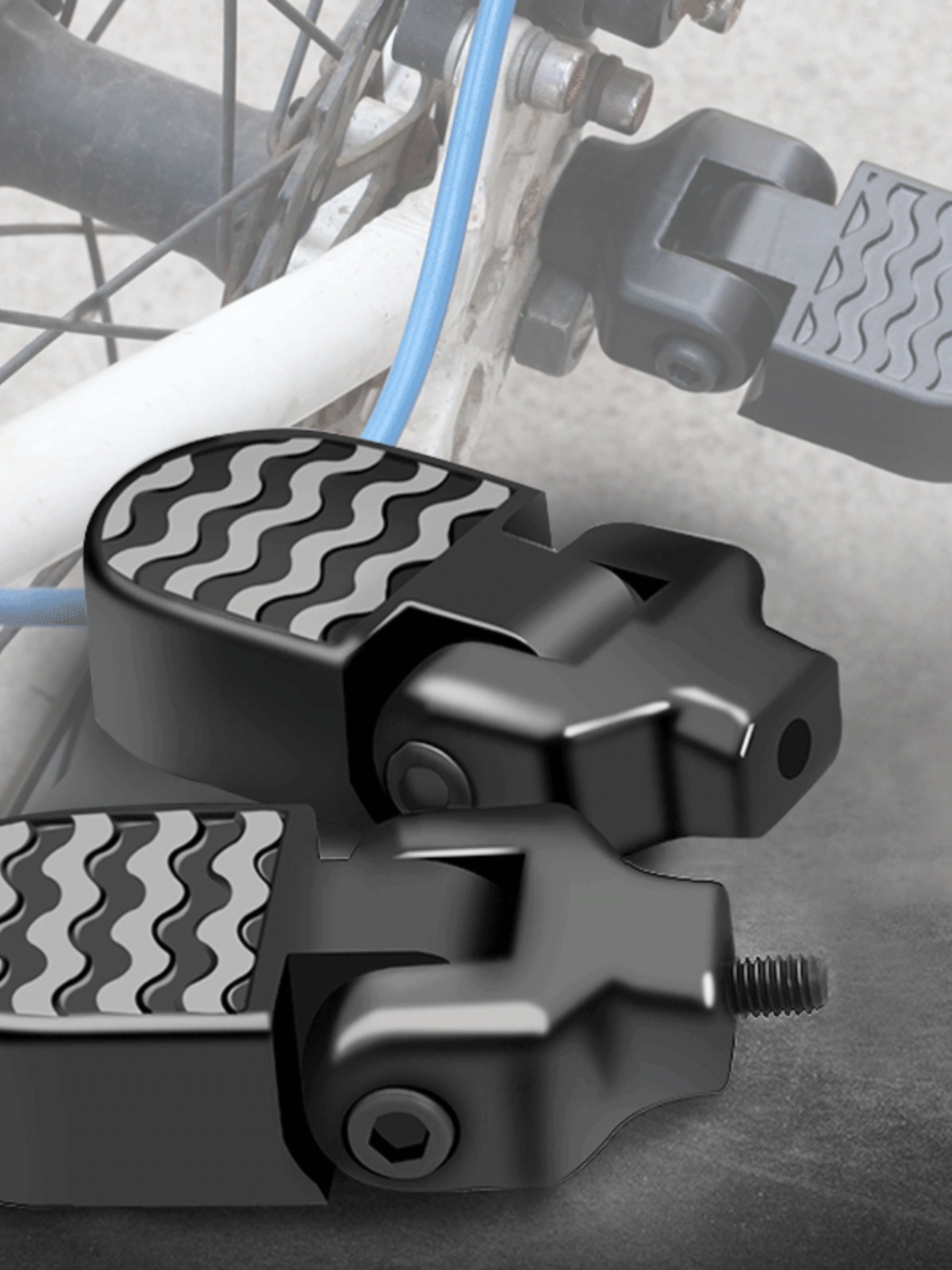 新万能脚踏板自行车折叠脚踏电动车代驾载人放脚踏板脚柱铝合金促 - 图0