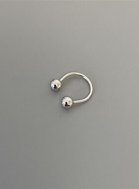 耳骨钉耳钉冷淡风螺丝U型925纯银耳环女个性双头圆珠气质网红耳饰