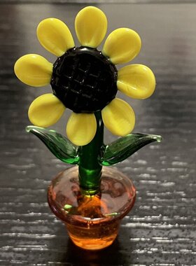 纯手工琉璃小摆件迷你可爱花朵房间装饰招财琉璃工艺摆件