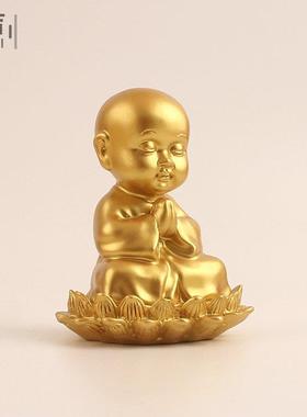 小和尚小童子树脂工艺品摆件地藏菩萨救度吉祥莲花童子小佛像神像