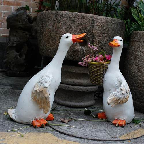 花园装饰庭院园艺摆件户外农场田园景观装饰仿真动物模型鸭子雕塑 - 图0