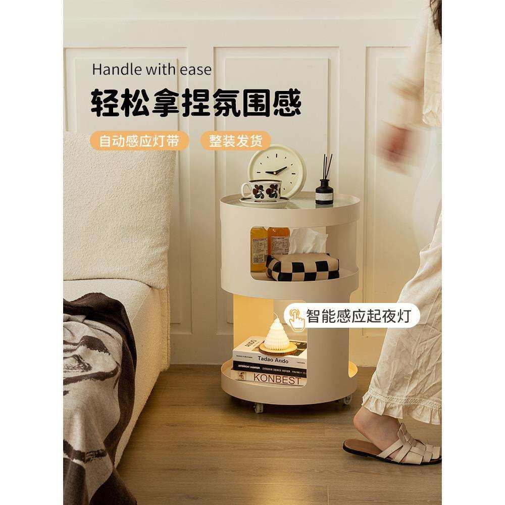 圆形床头柜小型家用卧室铁艺床边柜置物架收纳儿童创意边几可新品,淘宝优惠券,粉丝福利购,淘宝优惠卷