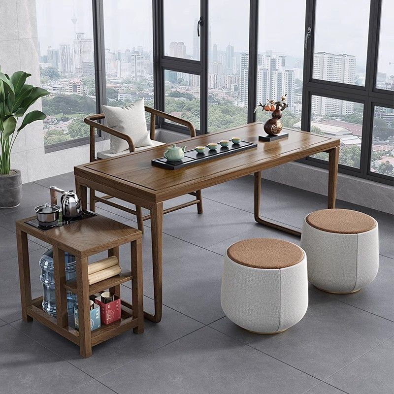 洒格新中式实木茶桌椅组合办公室功夫茶几桌套装家用阳台小户型泡 - 图2