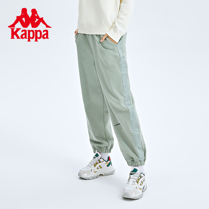 Kappa卡帕串标运动裤女针织长裤拼接休闲裤小脚卫裤K0C82AK08-图0