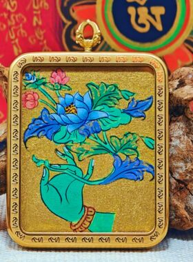 西藏纯手绘扎基拉姆黄黑财神大黑天绿度母小唐卡手绘diy吊坠项链