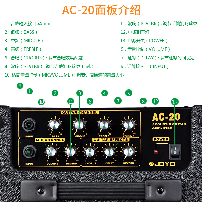 joyo卓乐AC40电木吉它音响音箱民谣弹唱充电便携户外流浪歌手卖唱 - 图1